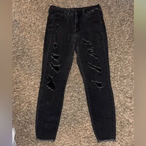 SO Vintage Black Distressed Ankle Skinny Jeans